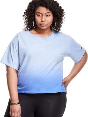 Champion Womens Plus Size Cropped Ombre T-Shirt